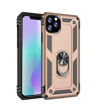 Ntech Ntech Apple Geschikt voor iPhone 11 Pro Max Armor Ringhouder TPU - Goud