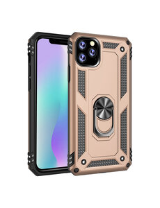 Ntech Ntech Apple Geschikt voor iPhone 11 Pro Max Armor Ringhouder TPU - Goud