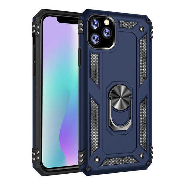 Ntech Ntech hoesje Geschikt voor iPhone 11 Pro Max Armor Ringhouder TPU - Blauw