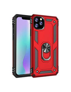 Ntech Ntech Apple Geschikt voor iPhone 11 Pro Max Armor Ringhouder TPU - Rood