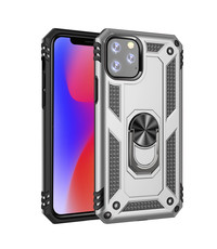 Ntech Ntech Apple Geschikt voor iPhone 11 Pro Armor Ringhouder TPU - Zilver