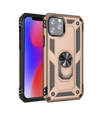 Ntech Ntech Apple Geschikt voor iPhone 11 Pro Armor Ringhouder TPU - Goud