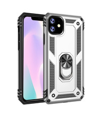 Ntech Ntech Apple Geschikt voor iPhone 11 Armor Ringhouder TPU - Zilver