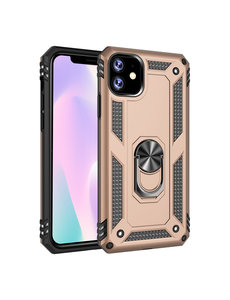 Ntech Ntech Apple Geschikt voor iPhone 11 Armor Ringhouder TPU - Goud