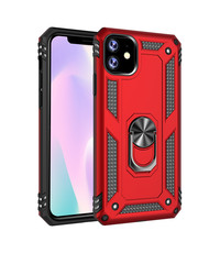 Ntech Ntech Apple Geschikt voor iPhone 11 Armor Ringhouder TPU - Rood