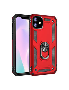 Ntech Ntech Apple Geschikt voor iPhone 11 Armor Ringhouder TPU - Rood