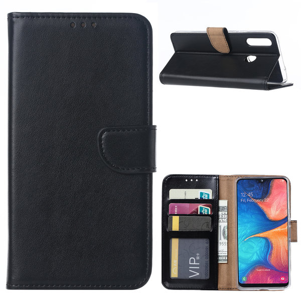 Ntech Ntech Hoesje Geschikt Voor Samsung Galaxy A20s Portemonnee / Booktype hoesje - Zwart