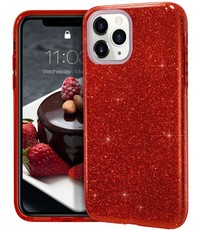 Ntech Ntech Apple iPhone 11 Pro Max Glitter TPU Back Hoesje - Rood