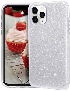 Ntech Ntech Apple iPhone 11 Pro Max Glitter TPU Back Hoesje - Zilver