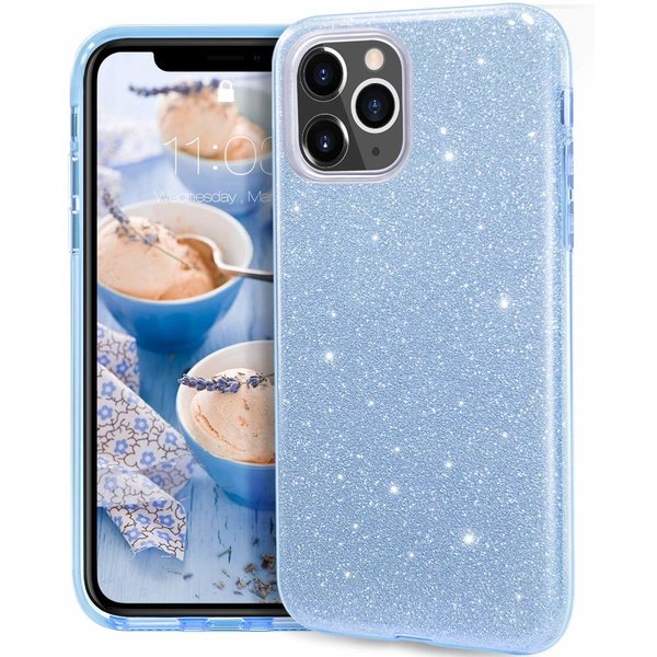 Ntech Ntech hoesje Geschikt voor iPhone 11 Pro Max Glitter TPU Back Hoesje - Turquoise