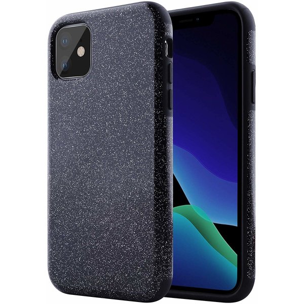 Ntech Ntech hoesje Geschikt voor iPhone 11 Pro Glitter TPU Back Hoesje - Zwart