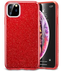 Ntech Ntech Apple iPhone 11 Pro Glitter TPU Back Hoesje - Rood