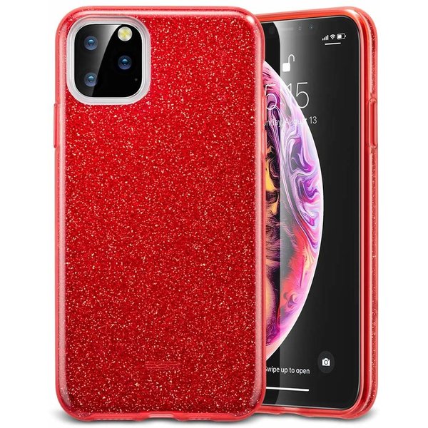 Ntech Ntech hoesje Geschikt voor iPhone 11 Pro Glitter TPU Back Hoesje - Rood