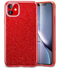 Ntech Ntech Apple iPhone 11 Glitter TPU Back Hoesje - Rood