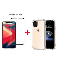 Ntech iPhone 11 Pro Screenprotector Zwart + Anti-Shock Hoesje - Ntech