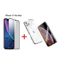 Ntech Apple iPhone 11 Pro Max Screen Protector Zwart + TPU Hoesje - Ntech