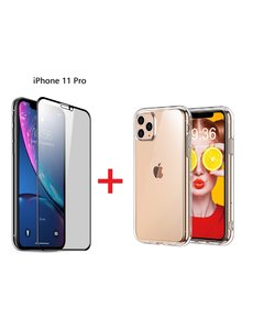 Ntech Apple iPhone 11 Pro Screen Protector Zwart + TPU Hoesje - Ntech