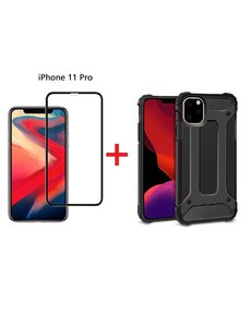 Ntech Apple iPhone 11 Pro Screen Protector Zwart + Armor Hoesje - Ntech