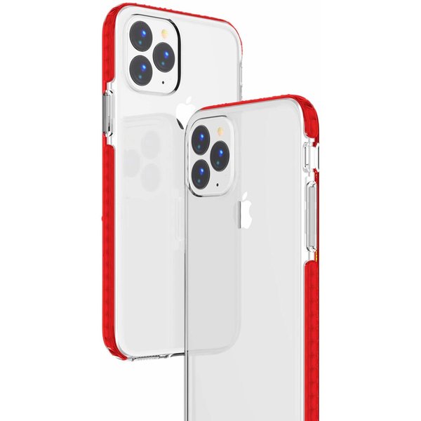 Ntech Hoesje Geschikt voor iPhone 11 Pro Anti Shock Hoesje - Rood & Transparant