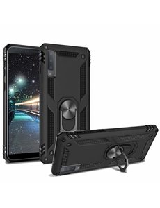 Ntech Samsung Galaxy A7 2018 Armor Ringhouder TPU - Zwart Ntech