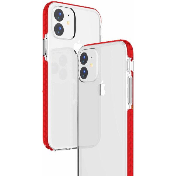 Ntech Hoesje Geschikt voor iPhone 11 Anti Shock Hoesje - Rood & Transparant