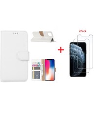 Ntech Apple iPhone 11 Portemonnee hoesje + 2X Screenprotector - Wit