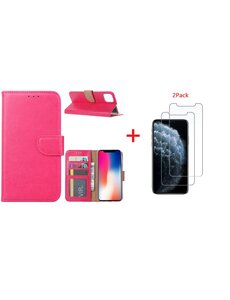 Ntech Apple iPhone 11 Portemonnee hoesje + 2X Screenprotector - Roze