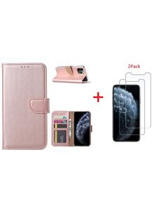 Ntech Apple iPhone 11 Portemonnee hoesje + 2X Screenprotector - Rose Goud
