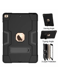 Ntech iPad 2021 hoes Armor hoesje Zwart - iPad 9e/8e/7e Generatie hoes Kickstand Armor cover