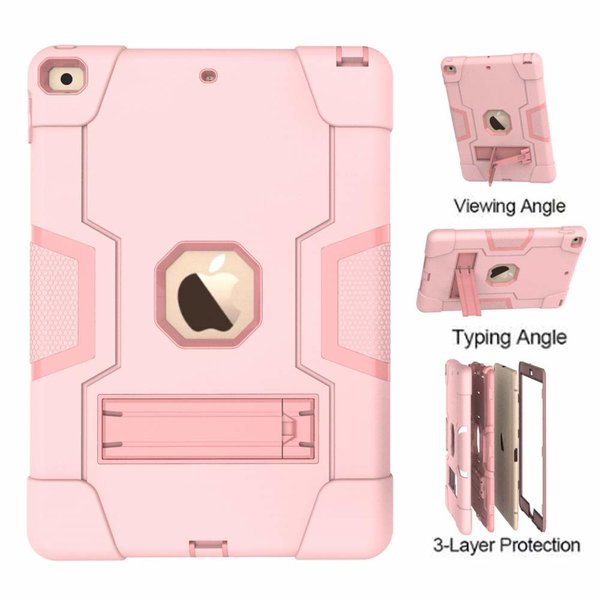 Ntech Hoes geschikt voor iPad 2021 Armor hoesje Rosegoud - Hoes geschikt voor iPad 9e/8e/7e Generatie hoes Kickstand Armor cover