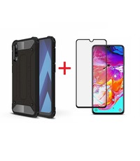 Ntech Samsung Galaxy A70/A70s Screen Protector Zwart + Armor Hoesje Zwart