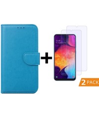 Ntech Samsung Galaxy A50s/A30s Portemonnee hoesje - Turquoise Met 2 stuks Glazen screenprotector