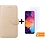 Ntech Hoesje Geschikt Voor Samsung Galaxy A50s/A30s Portemonnee hoesje - Goud Met 2 stuks Glazen screenprotector