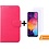 Ntech Hoesje Geschikt Voor Samsung Galaxy A50s/A30s Portemonnee hoesje - Pink + 2xTempered Glas