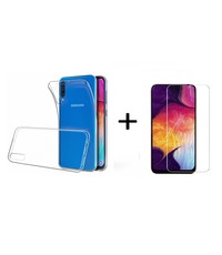 Ntech Samsung Galaxy A50s/A30s TPU Back hoesje - Transparant + Glazen Screenprotector