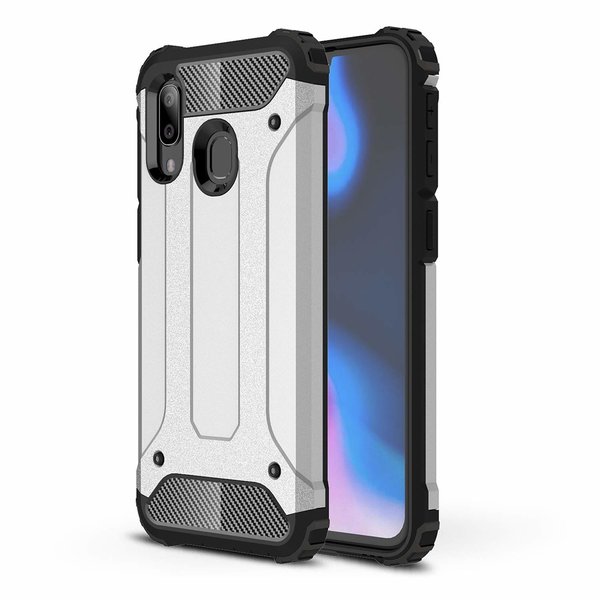 Ntech Hoesje Geschikt Voor Samsung Galaxy A50s/A30s Hybrid Armor Hoesje - Zilver