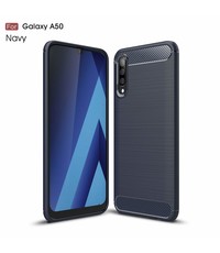 Ntech Soft Brushed TPU Hoesje voor Samsung Galaxy A50s/A30s - Donker Blauw