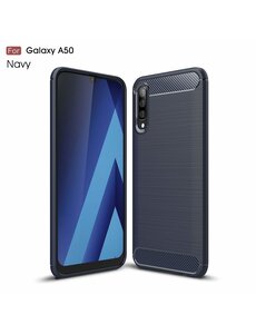 Ntech Soft Brushed TPU Hoesje voor Samsung Galaxy A50s/A30s - Donker Blauw
