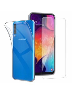 Ntech Samsung Galaxy A50s/A30s TPU transparant hoesje + Glazen Screenprotector - Case-Friendly