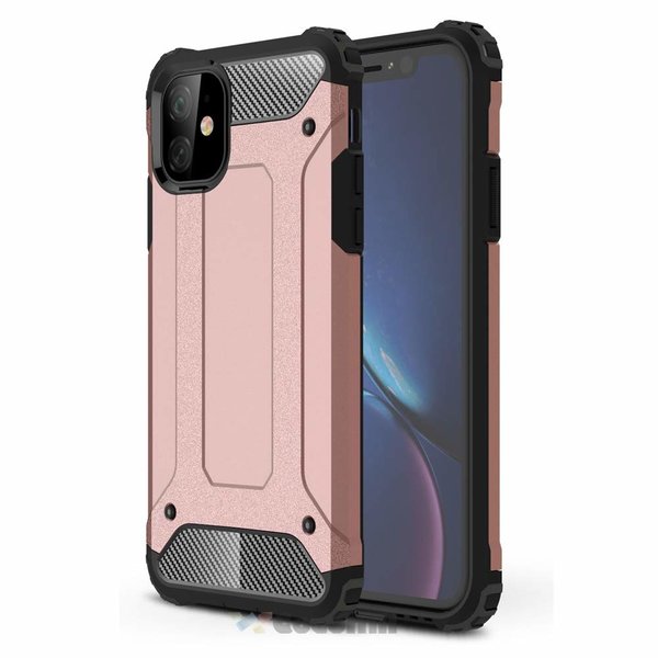 Ntech Hoesje Geschikt voor iPhone 11 Armor Hoesje - Rosegoud