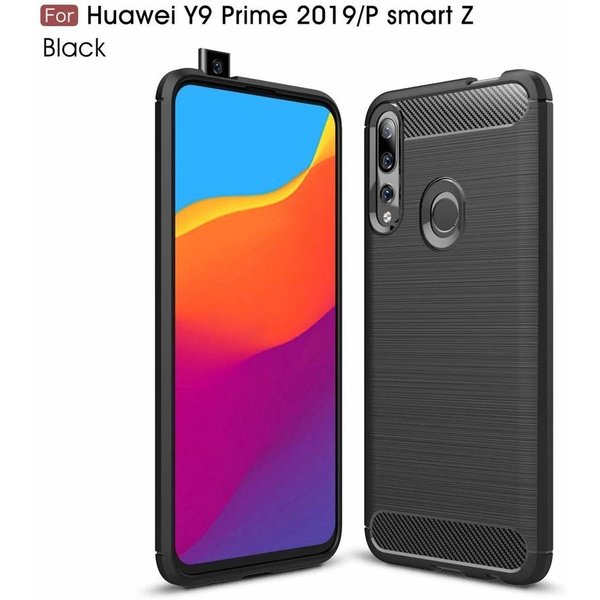 Ntech Hoesje Geschikt voor Huawei P Smart Z Hoesje Brushed TPU - Matt Zwart