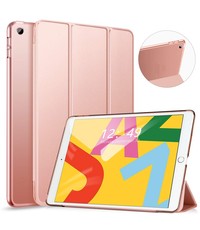 Ntech iPad 2021 hoes Silicone hoesje soft cover Rosegoud - iPad 2021 hoes - iPad 9e/8e/7e Generatie hoes Smart hoes Trifold - iPad 2020 hoes