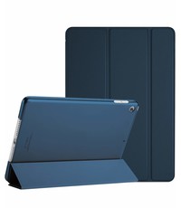 Ntech iPad 2021 hoes Silicone hoesje soft cover Donker Blauw - iPad 2021 hoes - iPad 9e/8e/7e Generatie hoes Smart hoes Trifold - iPad 2020 hoes