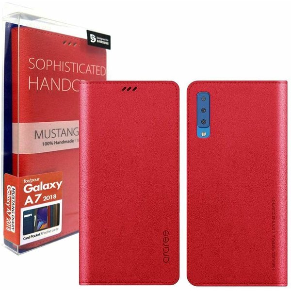 Araree Geschikt voor Samsung Galaxy A7 (2018) Araree Mustang Diary Portemonnee Hoesje - Rood