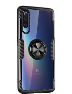 Ntech Samsung Galaxy A70/A70s Luxe Back Hoesje & Metalen Ring houder - Zwart