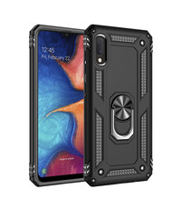Ntech Samsung Galaxy A10s Armor Hoesje Ringhouder TPU - Zwart