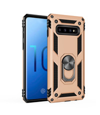 Ntech Samsung Galaxy S10 Armor Hoesje Ringhouder TPU - Goud