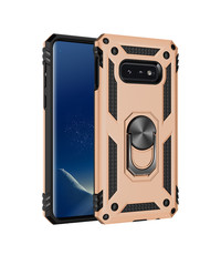 Ntech Samsung Galaxy S10e Armor Hoesje Ringhouder TPU - Goud