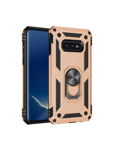 Ntech Samsung Galaxy S10e Armor Hoesje Ringhouder TPU - Goud
