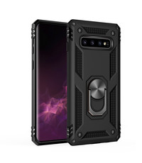 Ntech Samsung Galaxy S10+ Armor Hoesje Ringhouder TPU - Zwart